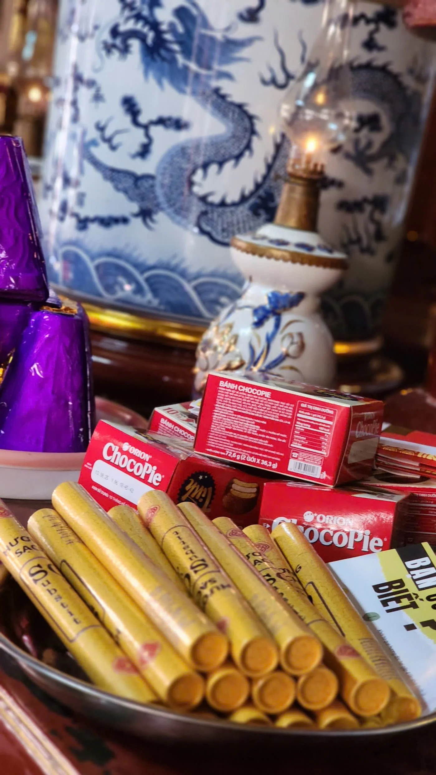 SubstitOud incense at a Vietnamese pagoda altar